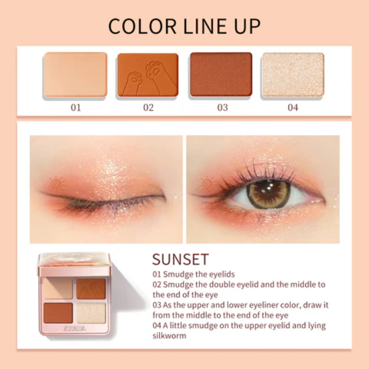 ZEESEA Tipsy Kitty Eyeshadow Quad #05 Sunset