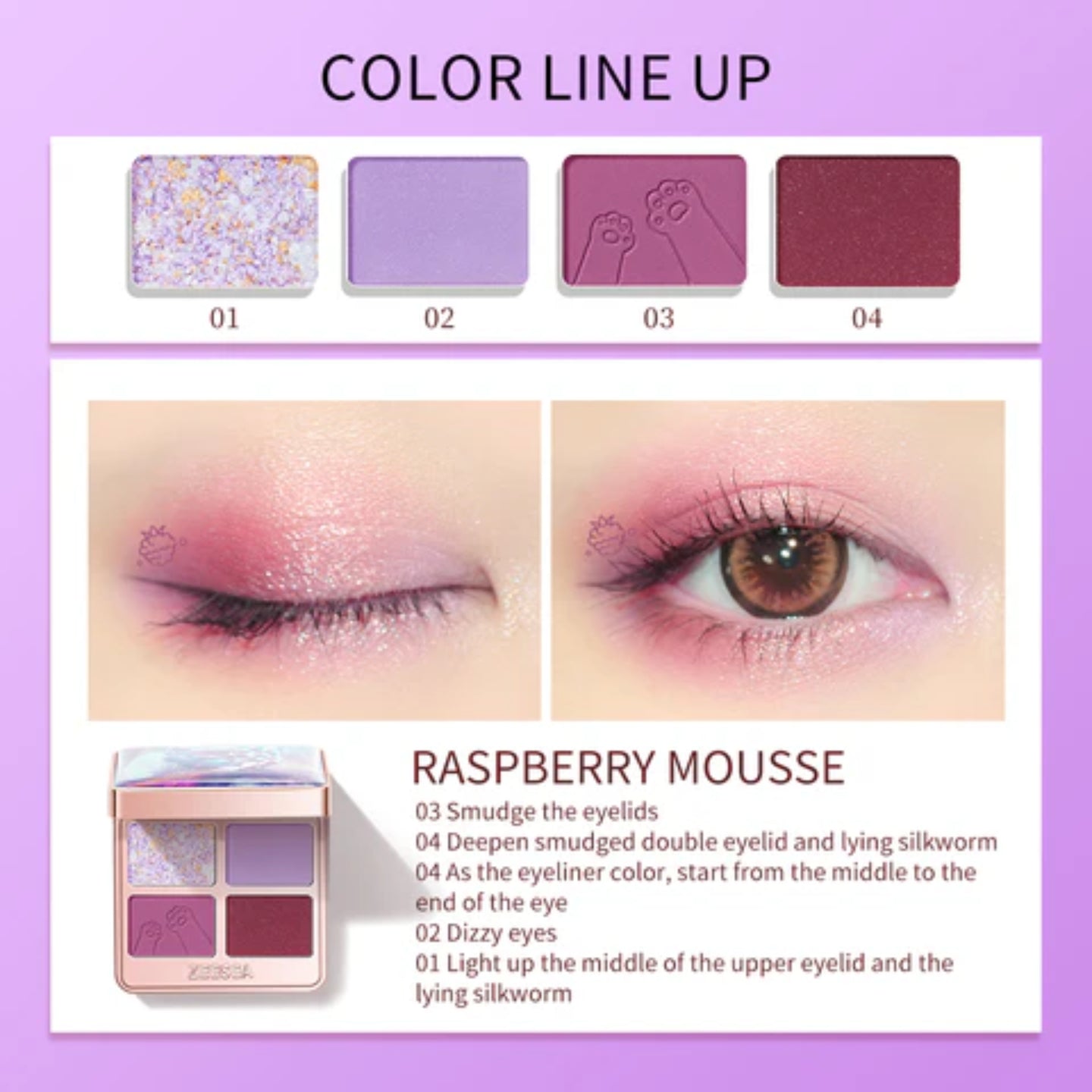 ZEESEA Tipsy Kitty Eyeshadow Quad #04 Berry