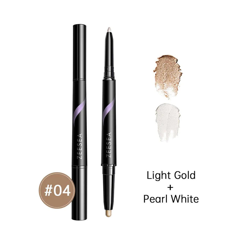ZEESEA Dual Cream Highlighter Eyeshadow Stick - #02 Light Brown + Pearl White