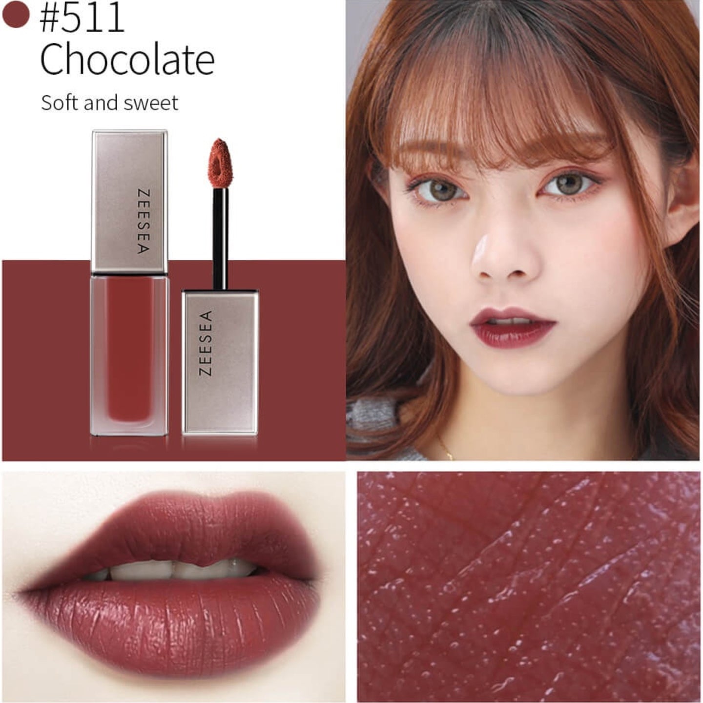 ZEESEA Light Matte Liquid Lip Stain 511（Chocolate Craze）