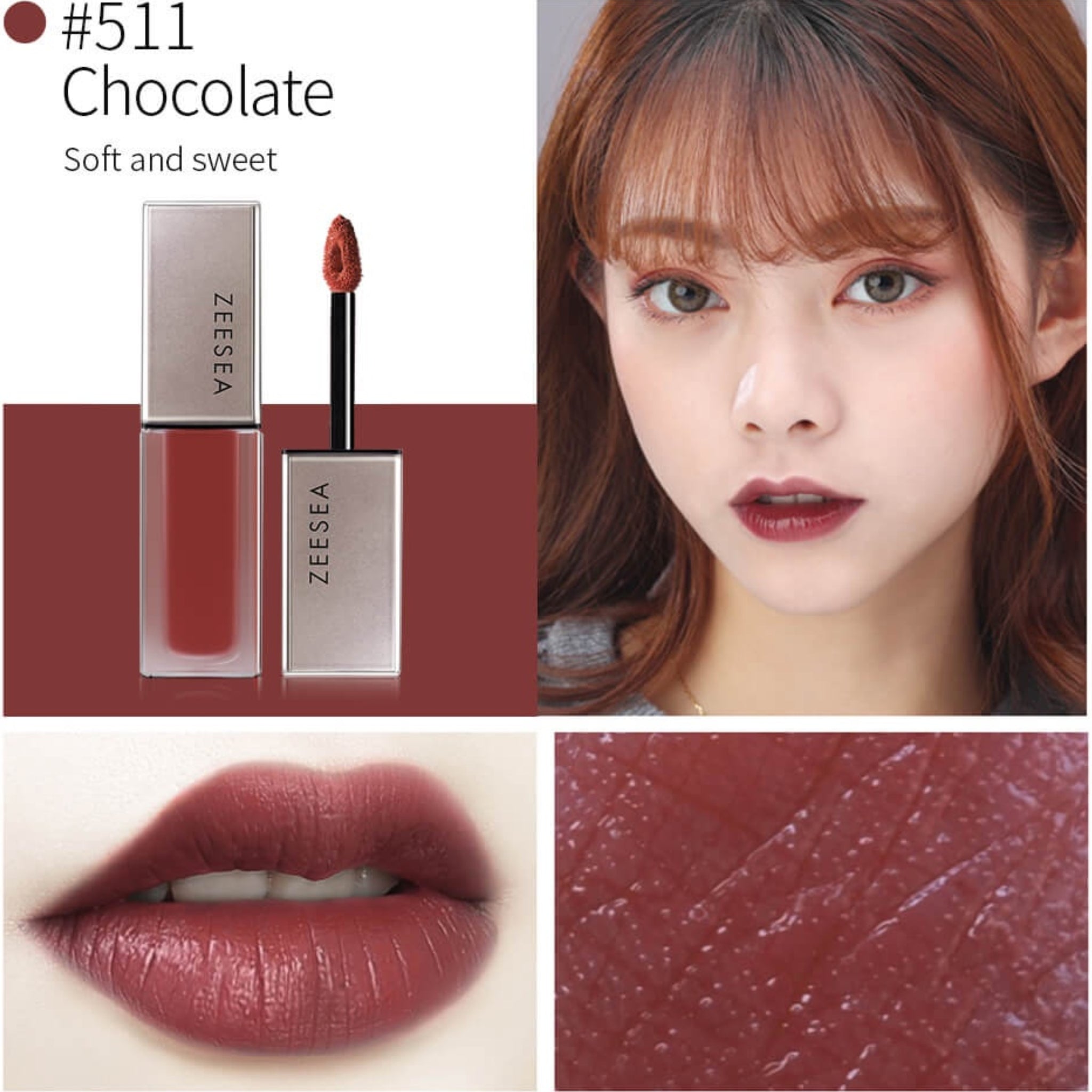 ZEESEA Light Matte Liquid Lip Stain 511（Chocolate Craze）