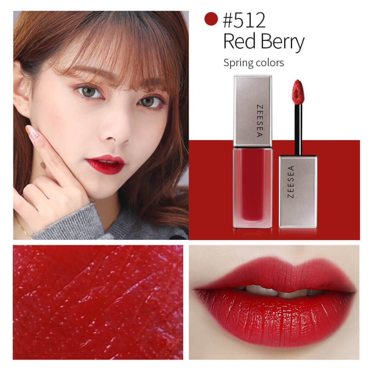 ZEESEA Light Matte Liquid Lip Stain 512(Red Berry)