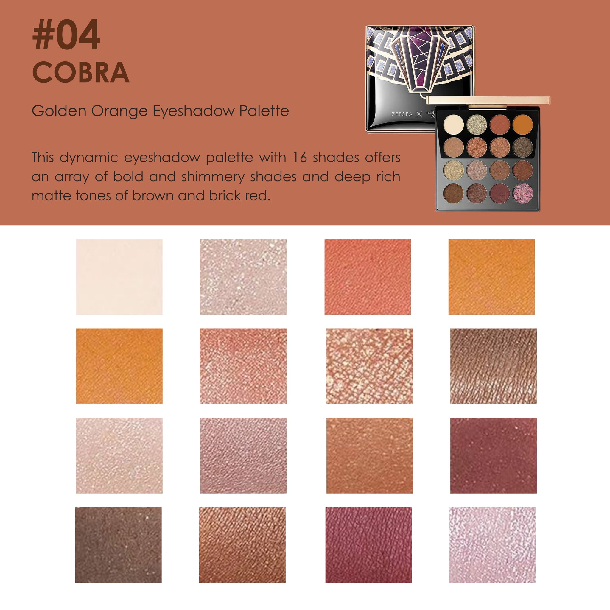 ZEESEA X THE BRITISH MUSEUM Enchanting Egypt Eyeshadow Palette 16 Shades - COBRA