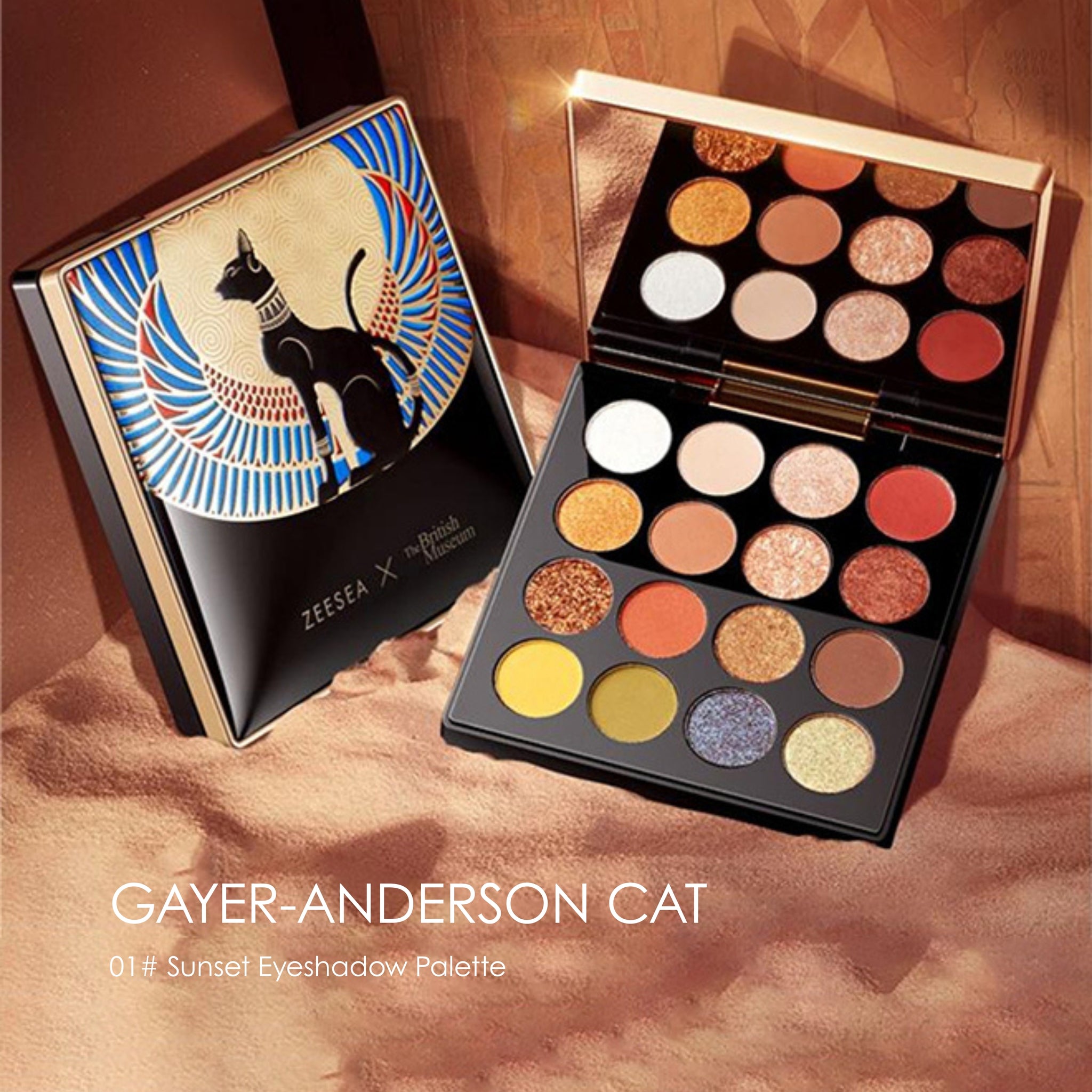 ZEESEA X THE BRITISH MUSEUM Enchanting Egypt Eyeshadow Palette 16 Shades - THE GAYER ANDERSON CAT
