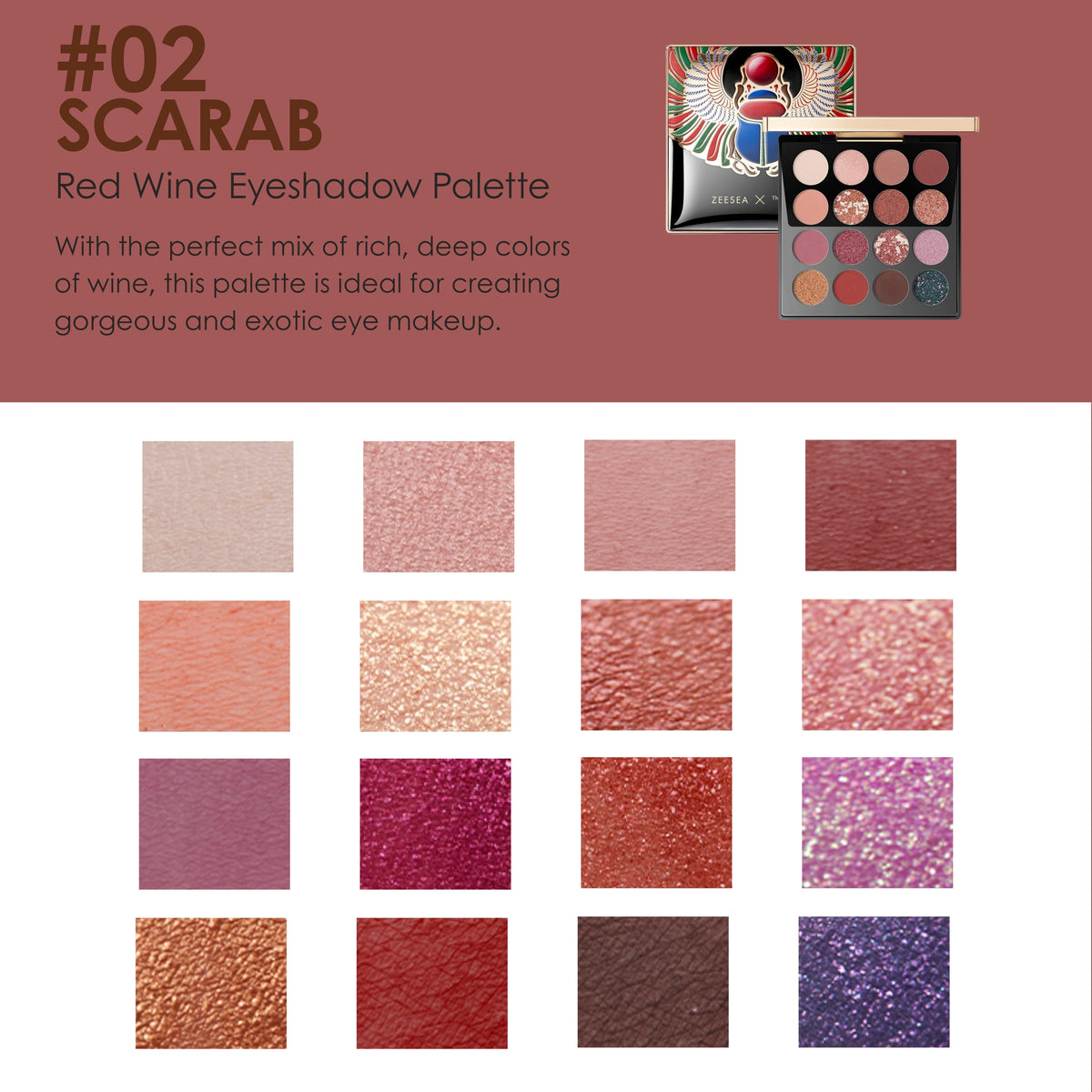 ZEESEA X THE BRITISH MUSEUM Enchanting Egypt Eyeshadow Palette 16 Shades - SCARAB