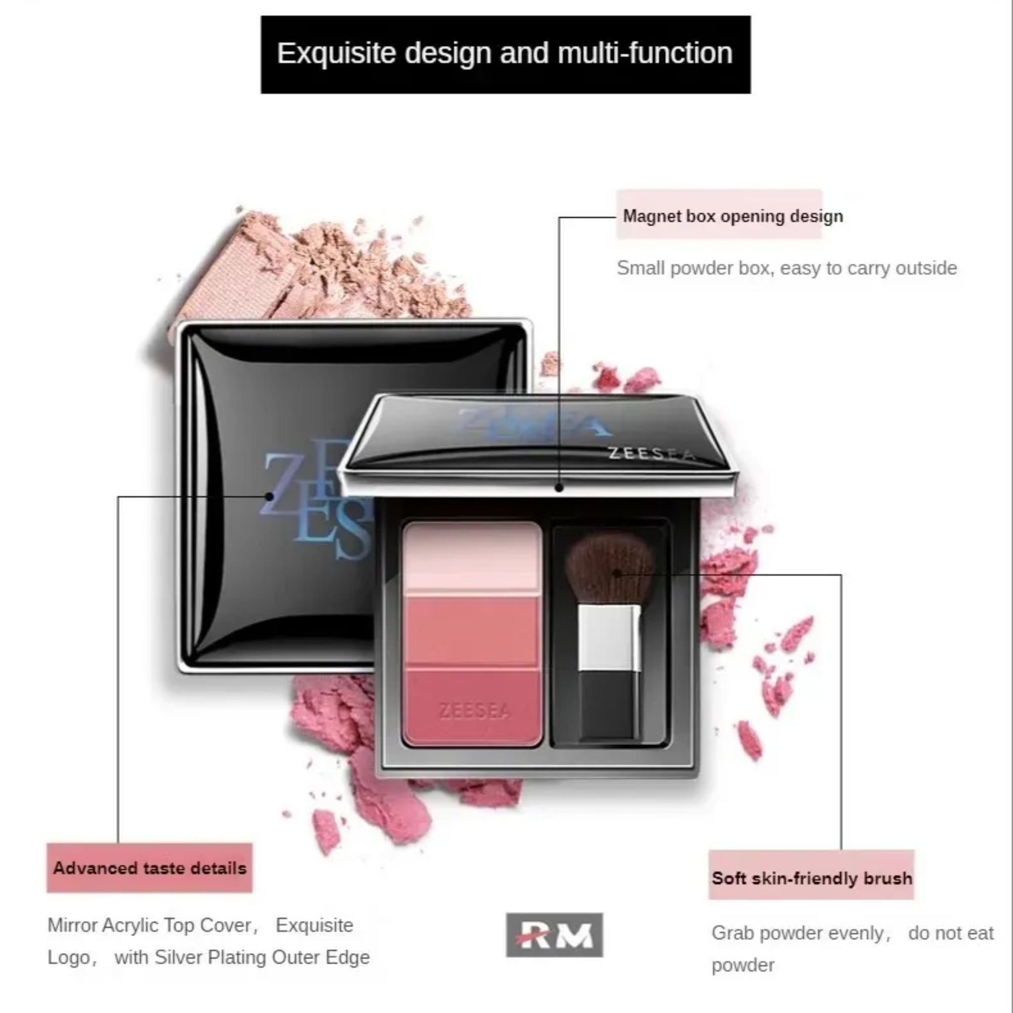 ZEESEA 3-Color Concealer Blusher - Midnight Rose