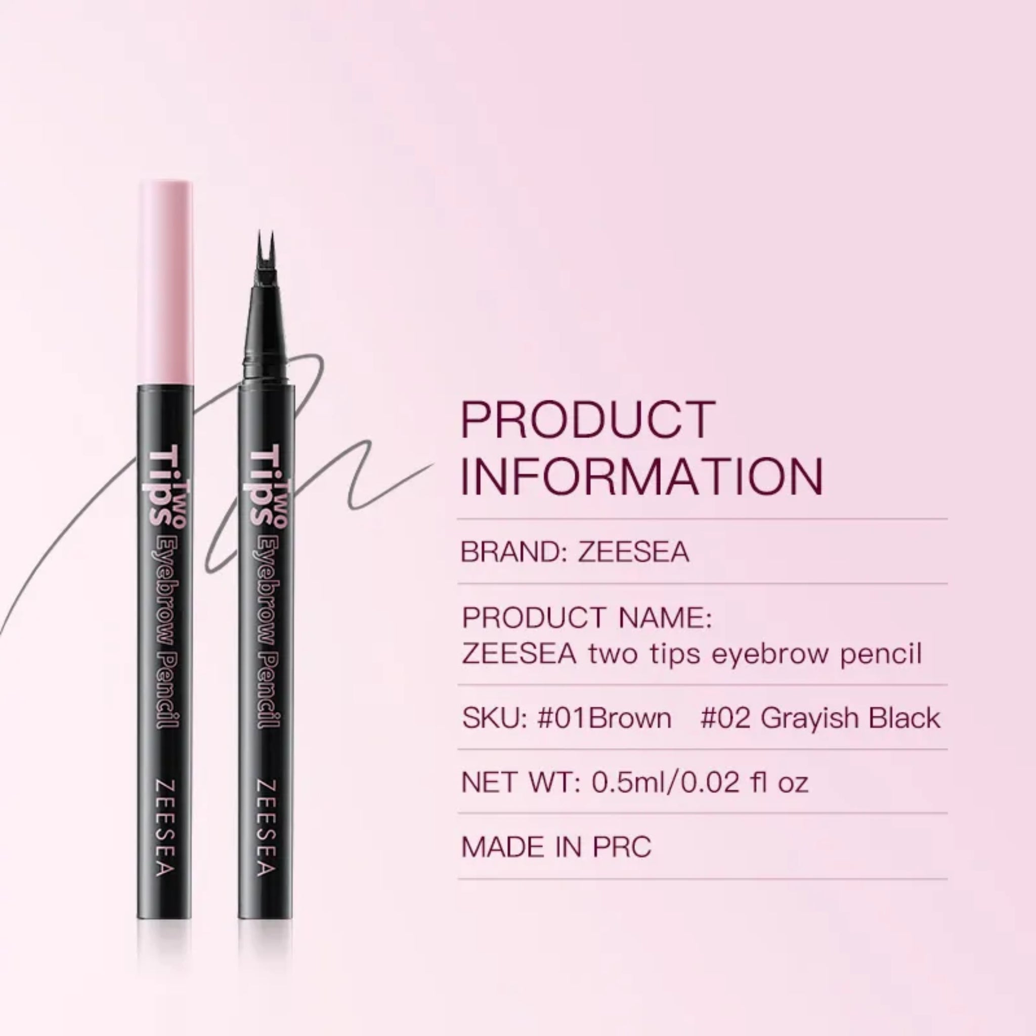ZEESEA two tips eyebrow pencil - 02 GRAYISH BLACK