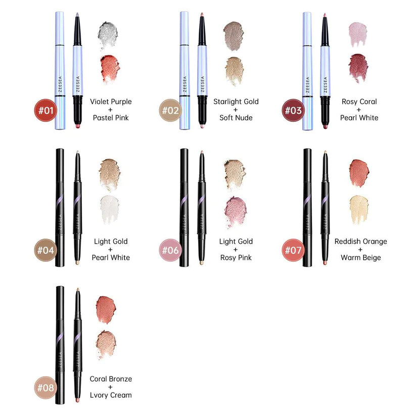 ZEESEA Dual Cream Highlighter Eyeshadow Stick - #02 Light Brown + Pearl White